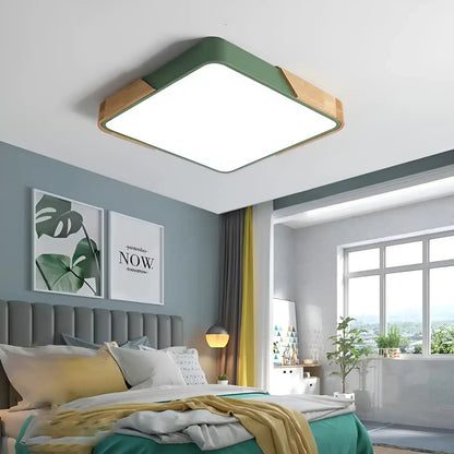 Plafonnier LED carré avec des coins arrondis pour salon - Luminenza - Blanc