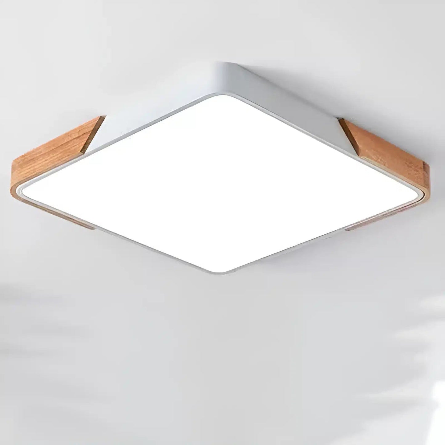 Plafonnier LED carré avec des coins arrondis pour salon - Luminenza - Blanc