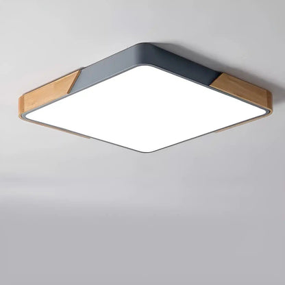 Plafonnier LED carré avec des coins arrondis pour salon - Luminenza - Gris
