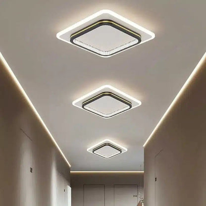 Plafonnier LED carré en fer forgé et acrylique pour Salon - Luminenza - Doré