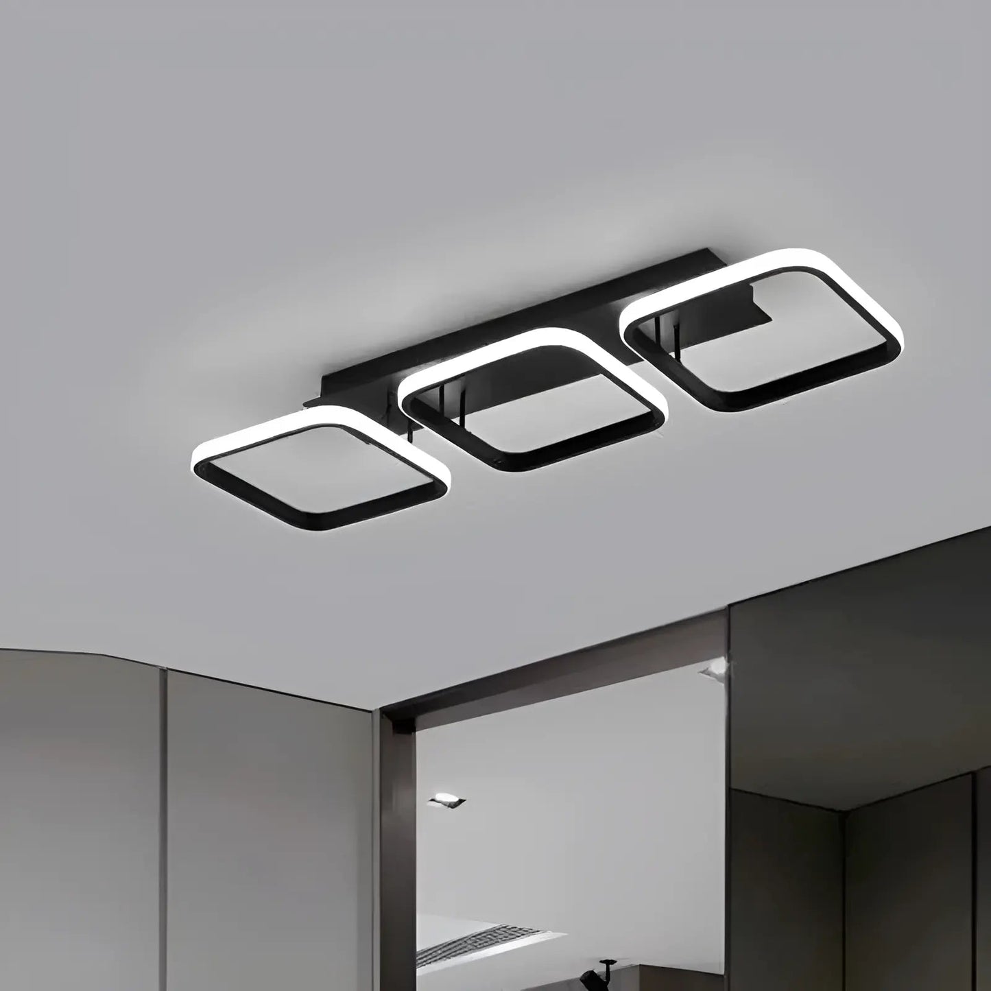 Plafonnier LED carrés de lumière pour salon - Luminenza - Noir