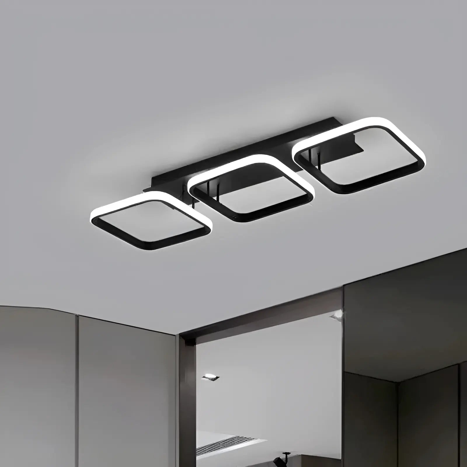 Plafonnier LED carrés de lumière pour salon - Luminenza - Noir