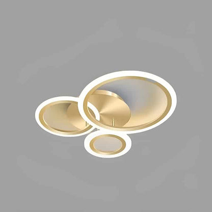 Plafonnier LED Design Moderne 3 et 4 cercles pour salon - Luminenza - Doré