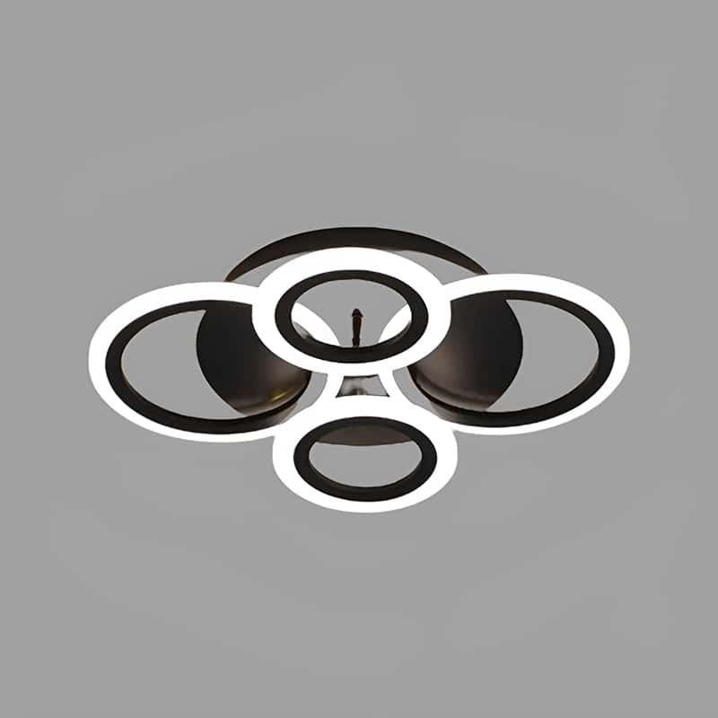 Plafonnier LED Design Moderne 3 et 4 cercles pour salon - Luminenza - Noir