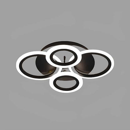 Plafonnier LED Design Moderne 3 et 4 cercles pour salon - Luminenza - Noir