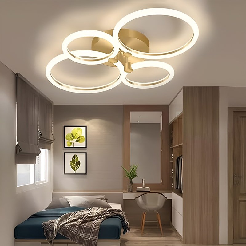 Plafonnier LED Design Moderne 3 et 4 cercles pour salon - Luminenza - Noir