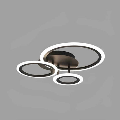 Plafonnier LED Design Moderne 3 et 4 cercles pour salon - Luminenza - Noir