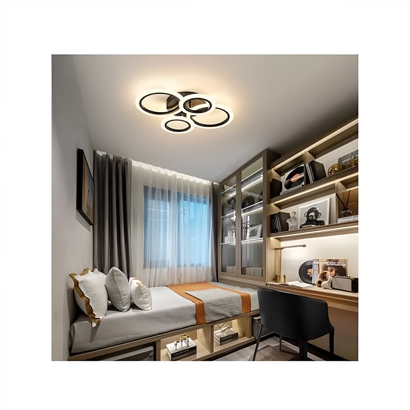Plafonnier LED Design Moderne 3 et 4 cercles pour salon - Luminenza - Noir