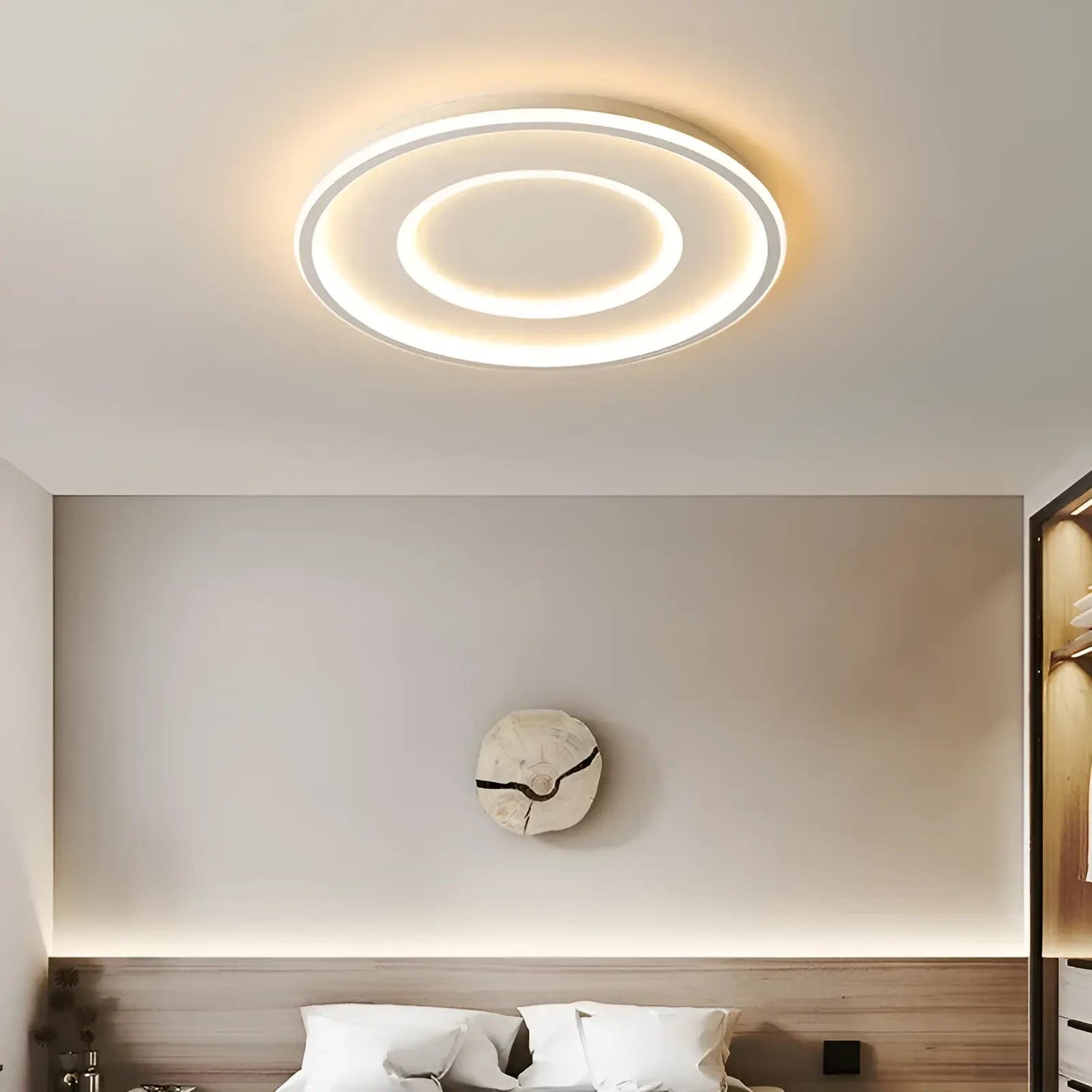 Plafonnier LED double halo pour salon - Luminenza - Blanc