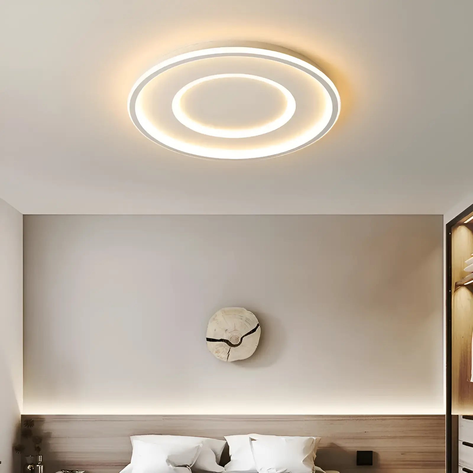 Plafonnier LED double halo pour salon - Luminenza - Blanc