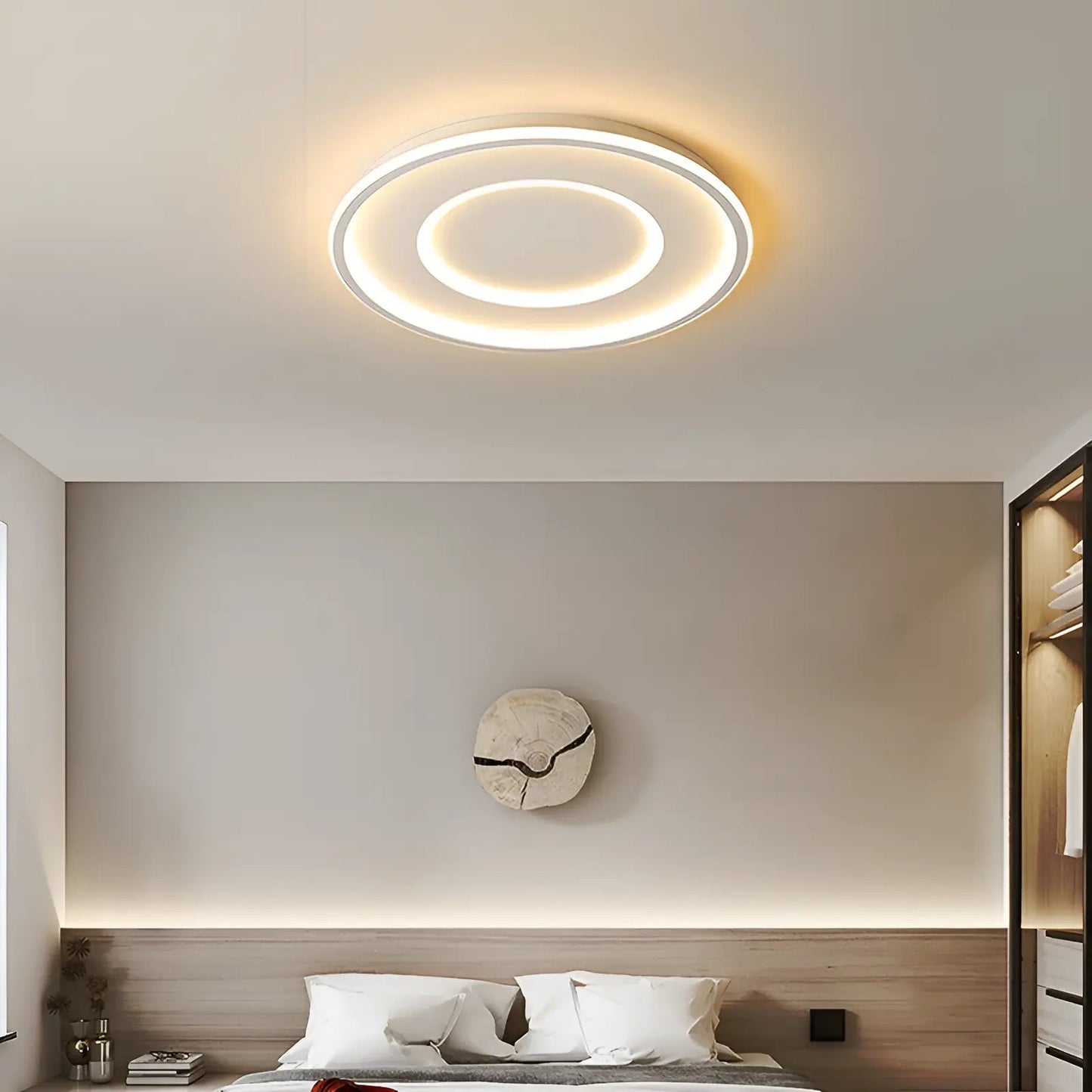 Plafonnier LED double halo pour salon - Luminenza - Blanc