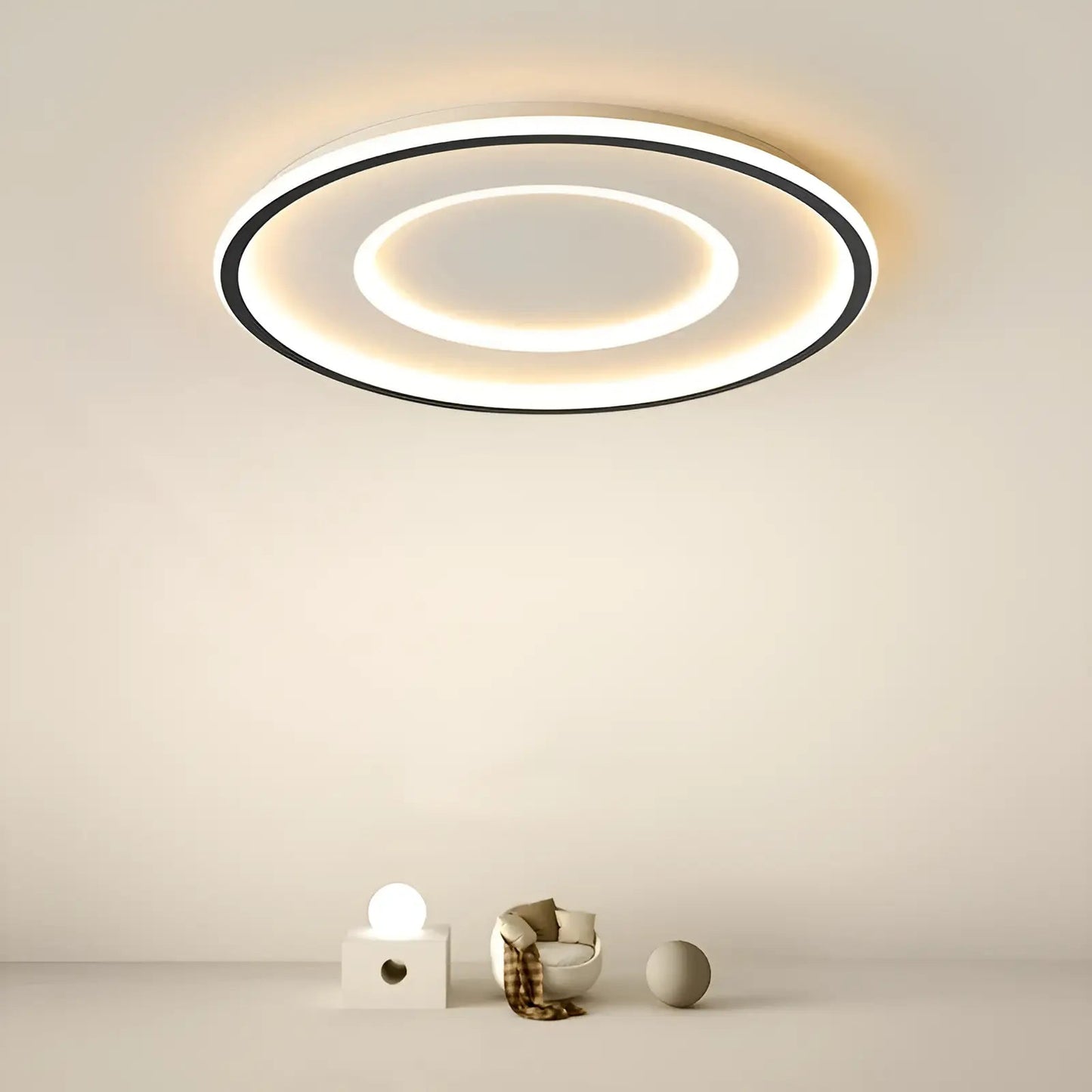 Plafonnier LED double halo pour salon - Luminenza - Blanc