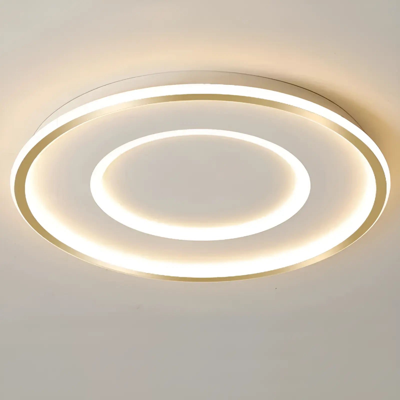 Plafonnier LED double halo pour salon - Luminenza - Doré