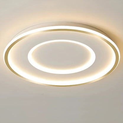 Plafonnier LED double halo pour salon - Luminenza - Doré