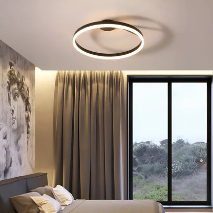 Plafonnier LED en forme d'anneau suspendu pour salon - Luminenza - Blanc