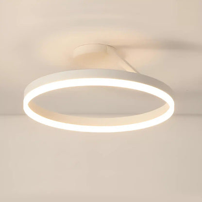 Plafonnier LED en forme d'anneau suspendu pour salon - Luminenza - Blanc