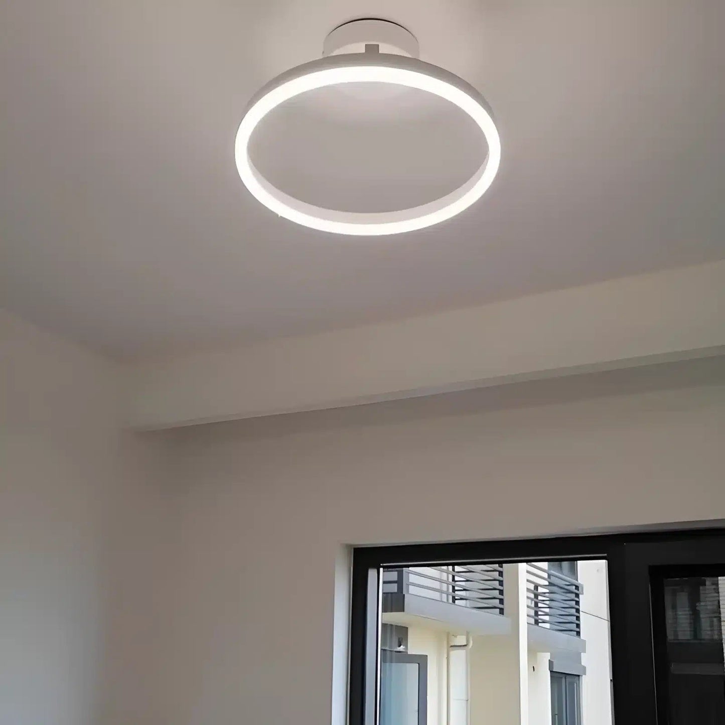 Plafonnier LED en forme d'anneau suspendu pour salon - Luminenza - Blanc