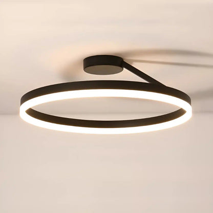 Plafonnier LED en forme d'anneau suspendu pour salon - Luminenza - Noir