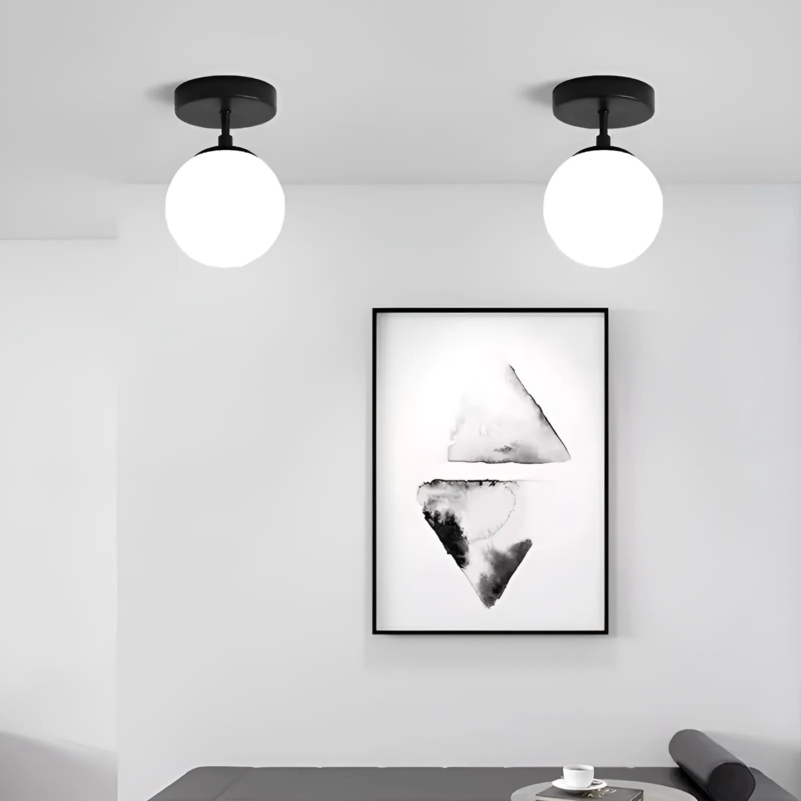 Plafonnier LED en forme de boule lumineuse pour salon - Luminenza - Blanc