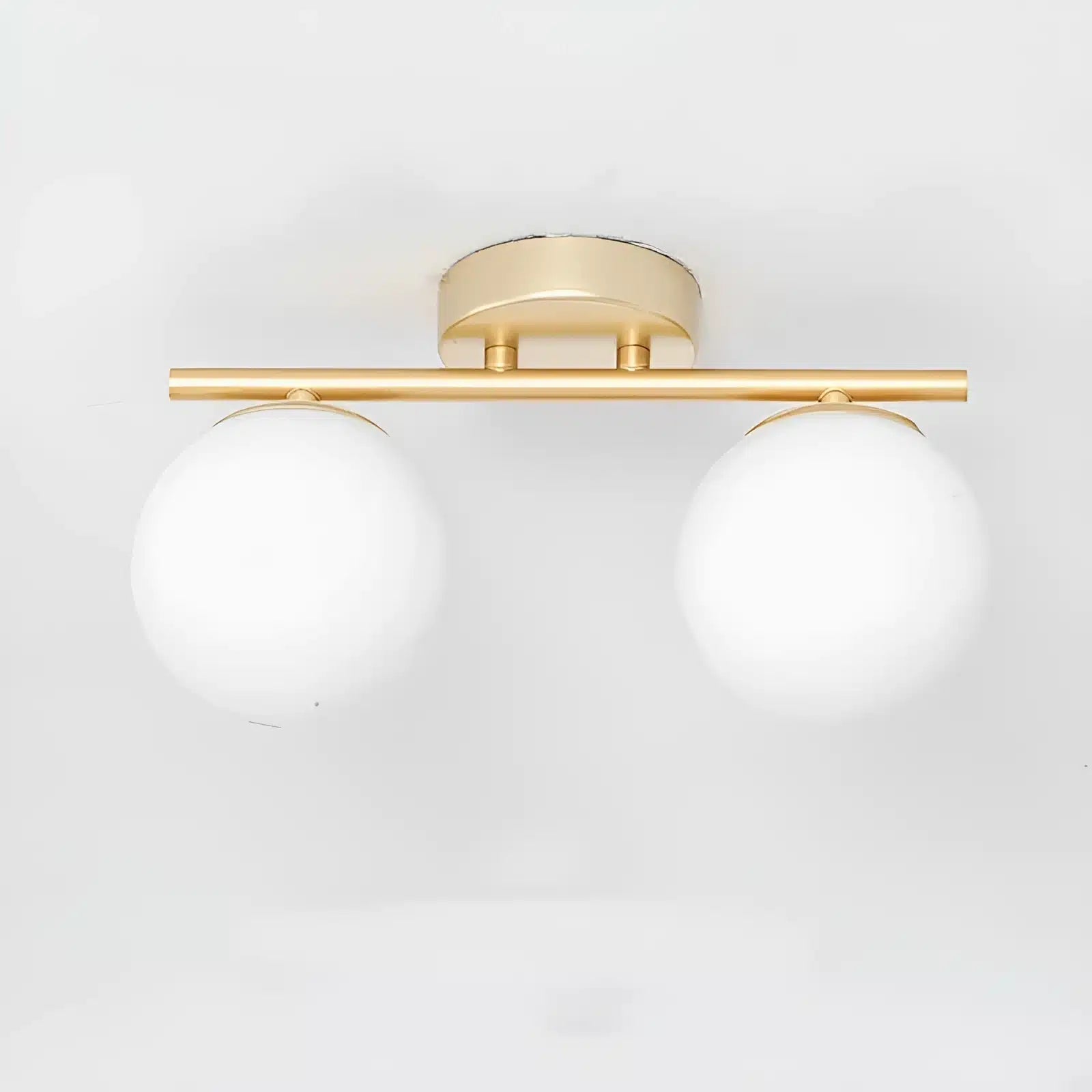 Plafonnier LED en verre nordique en duo ou trio boules blanches pour Salon - Luminenza - Doré