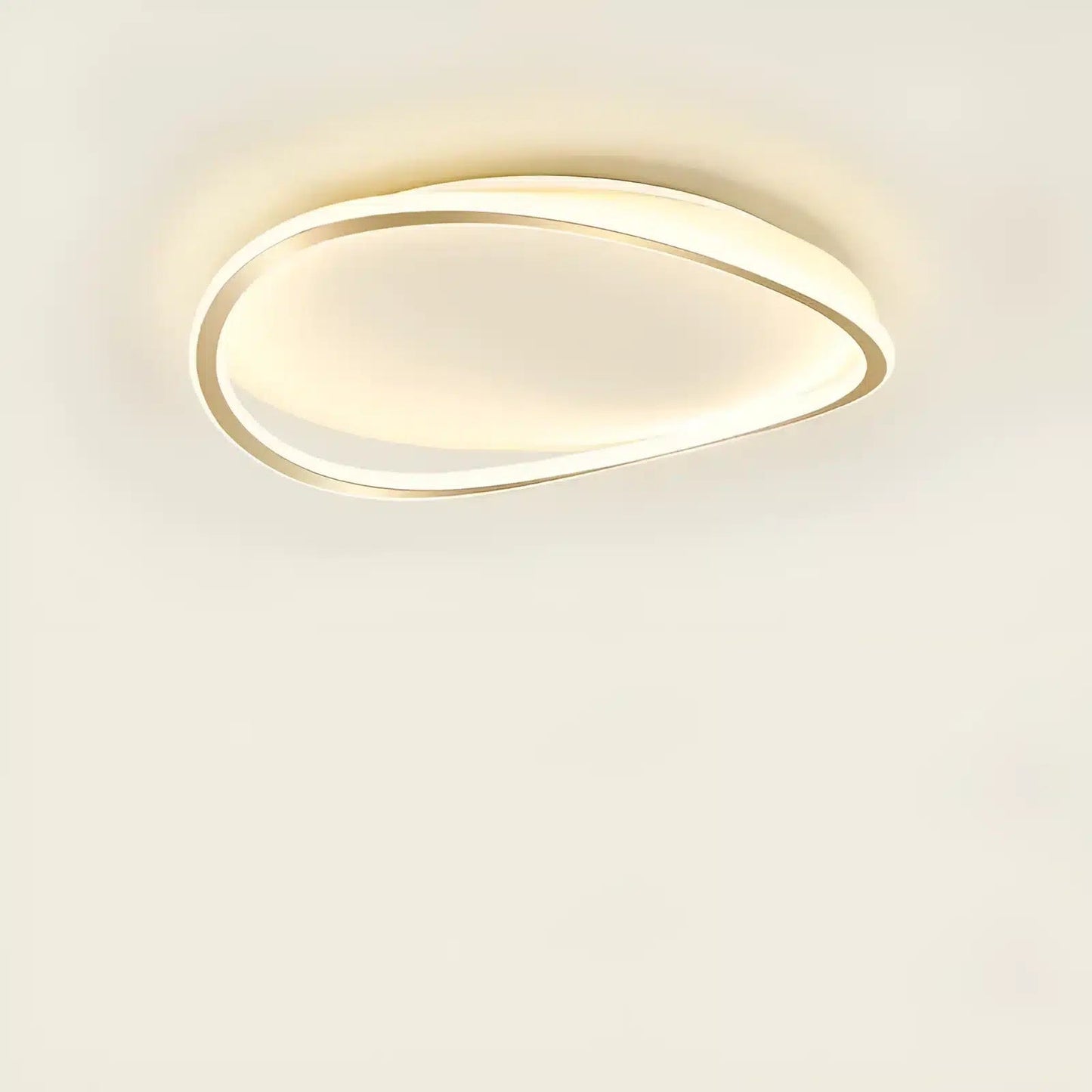 Plafonnier LED halo ovale pour salon - Luminenza - Doré