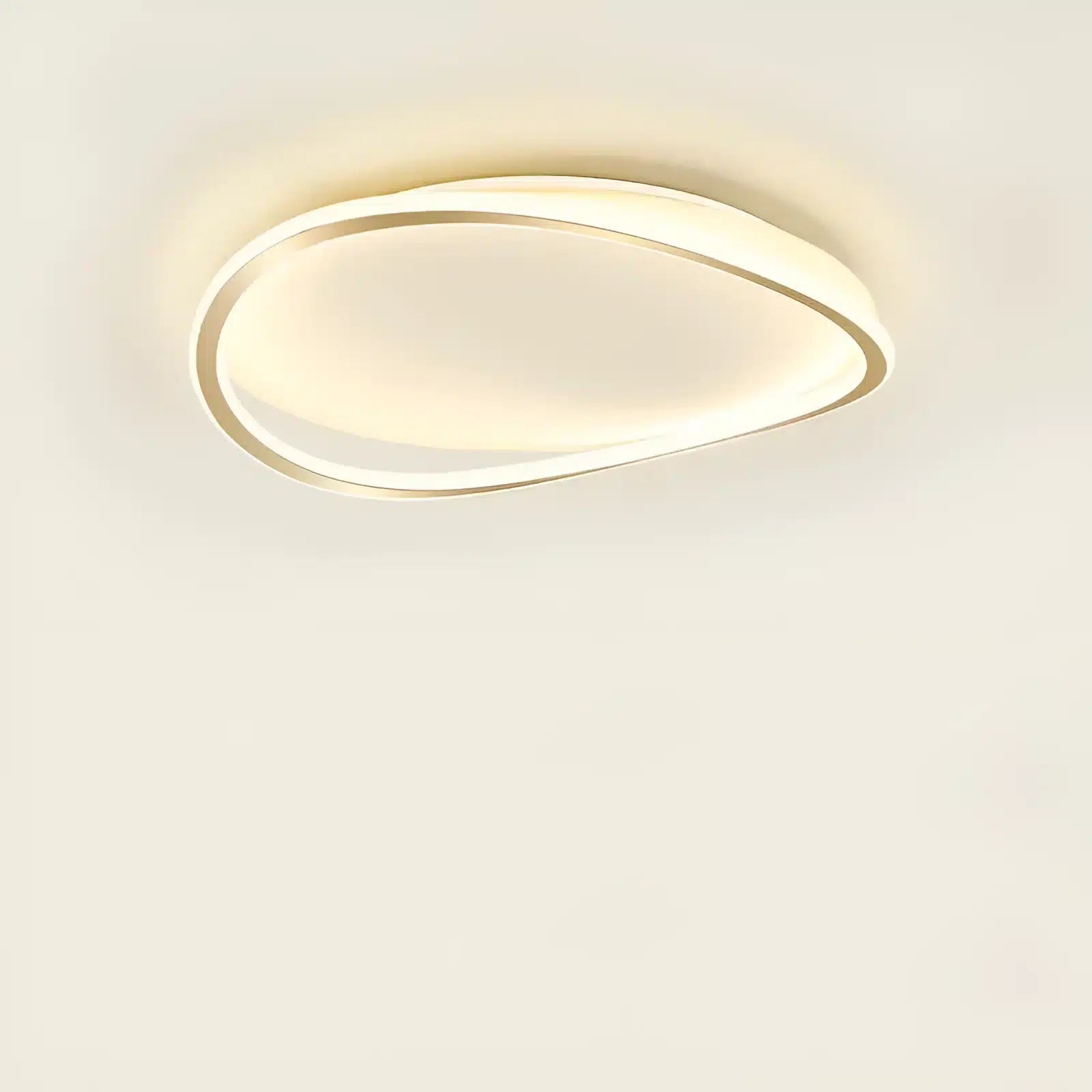 Plafonnier LED halo ovale pour salon - Luminenza - Doré