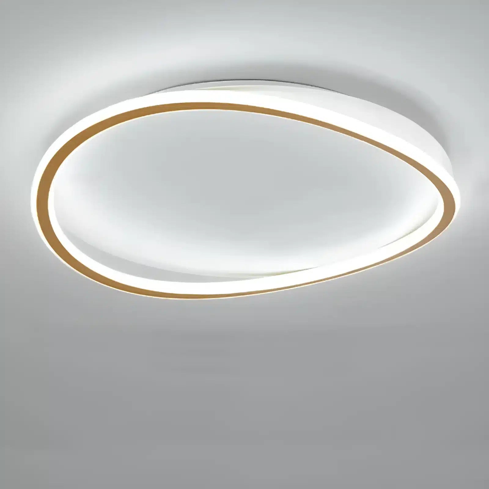 Plafonnier LED halo ovale pour salon - Luminenza - Doré