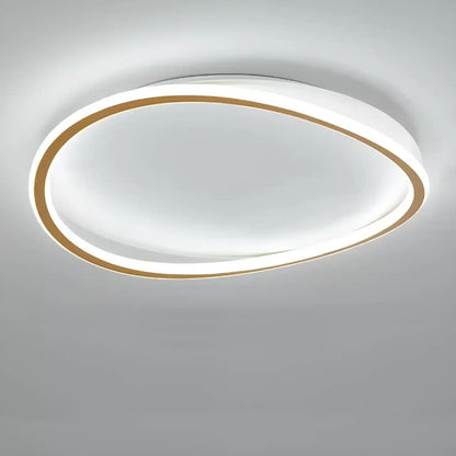 Plafonnier LED halo ovale pour salon - Luminenza - Doré