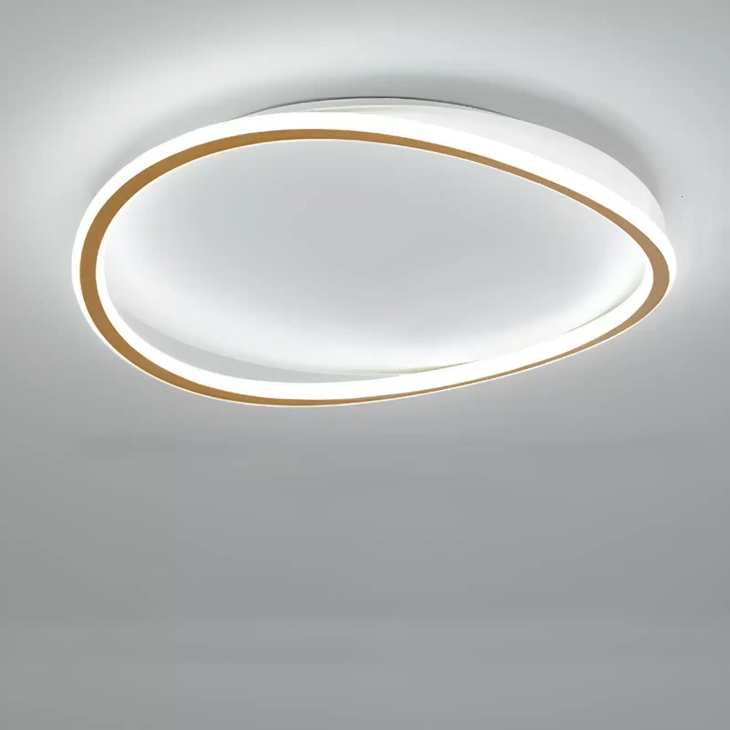 Plafonnier LED halo ovale pour salon - Luminenza - Doré
