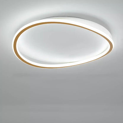 Plafonnier LED halo ovale pour salon - Luminenza - Doré