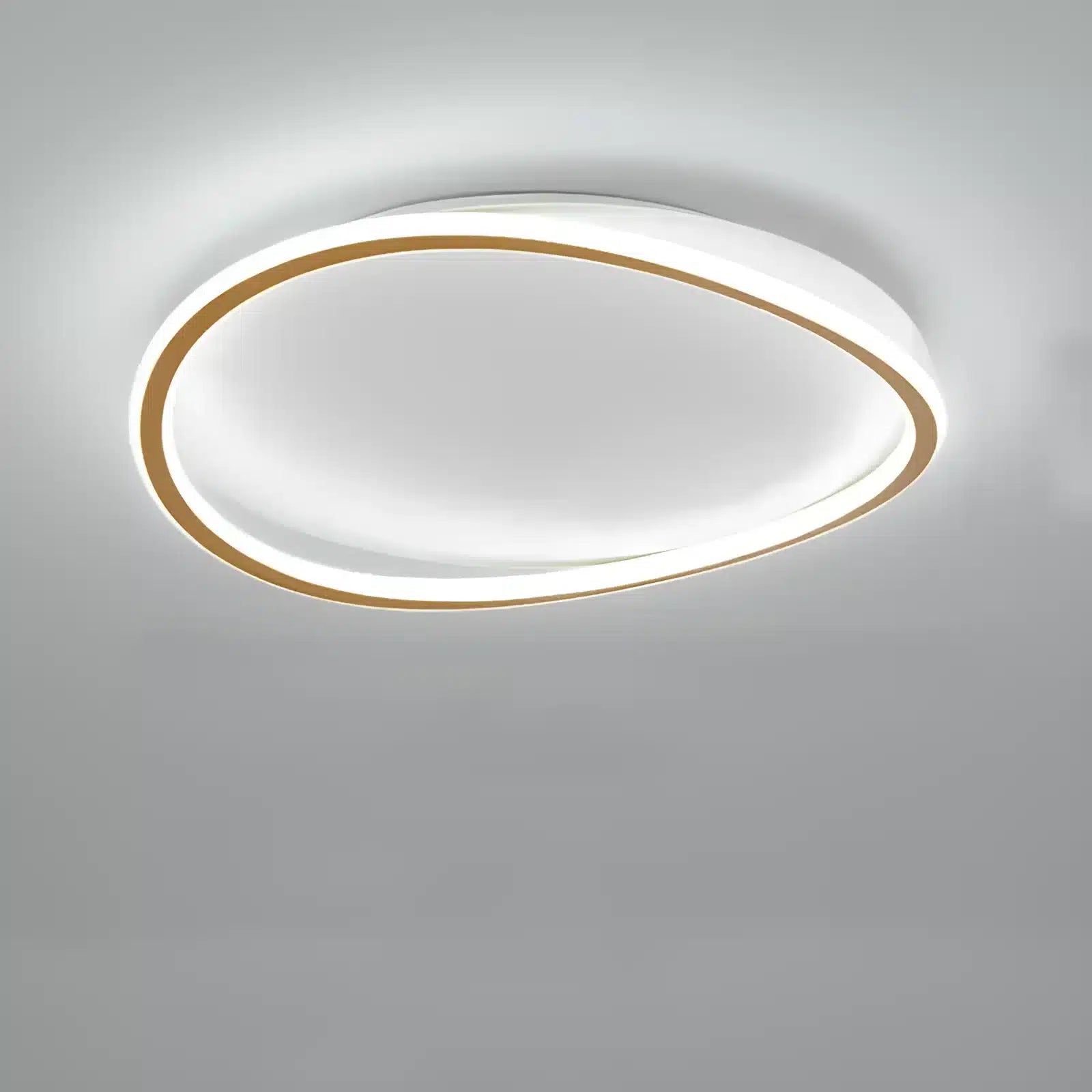Plafonnier LED halo ovale pour salon - Luminenza - Doré