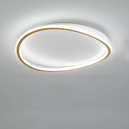 Plafonnier LED halo ovale pour salon - Luminenza - Doré