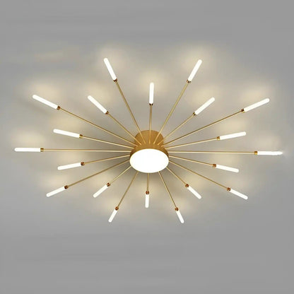 Plafonnier LED Moderne Effet Feux d'Artifice pour Salon - Luminenza - Doré