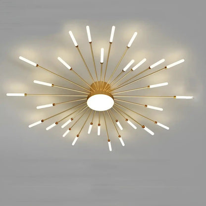 Plafonnier LED Moderne Effet Feux d'Artifice pour Salon - Luminenza - Doré
