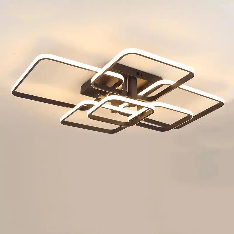 Plafonnier LED Moderne en Blanc et Noir avec 3 ou 6 Têtes et Télécommande pour le Salon - Luminenza - Noir