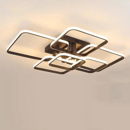 Plafonnier LED Moderne en Blanc et Noir avec 3 ou 6 Têtes et Télécommande pour le Salon - Luminenza - Noir