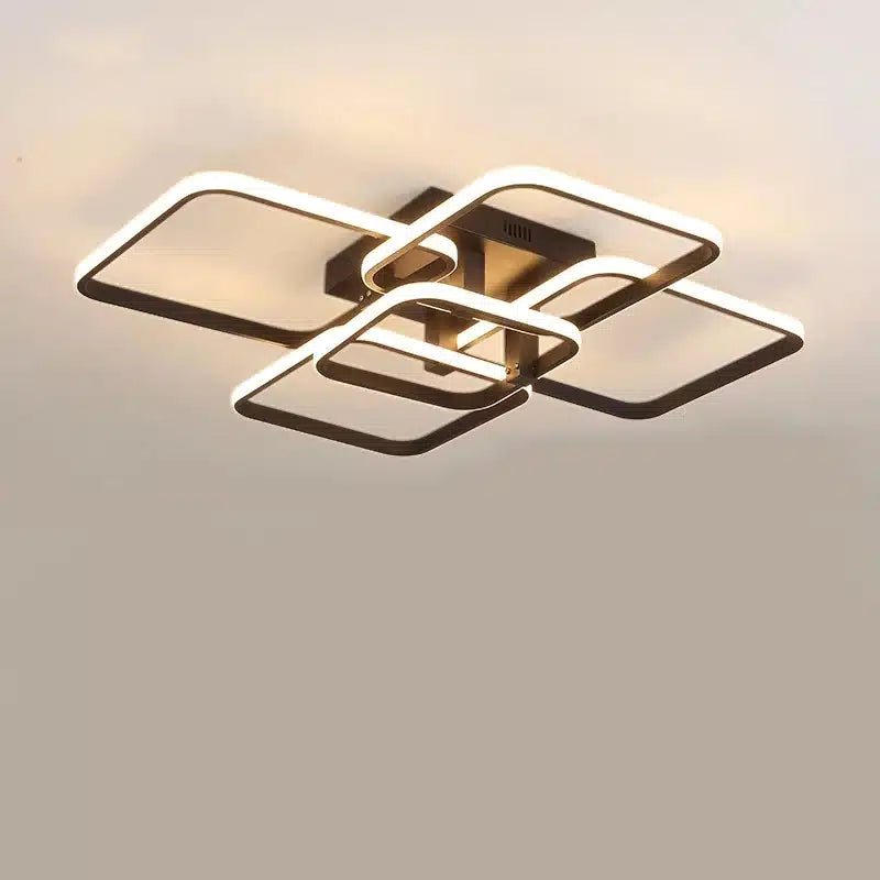 Plafonnier LED Moderne en Blanc et Noir avec 3 ou 6 Têtes et Télécommande pour le Salon - Luminenza - Noir