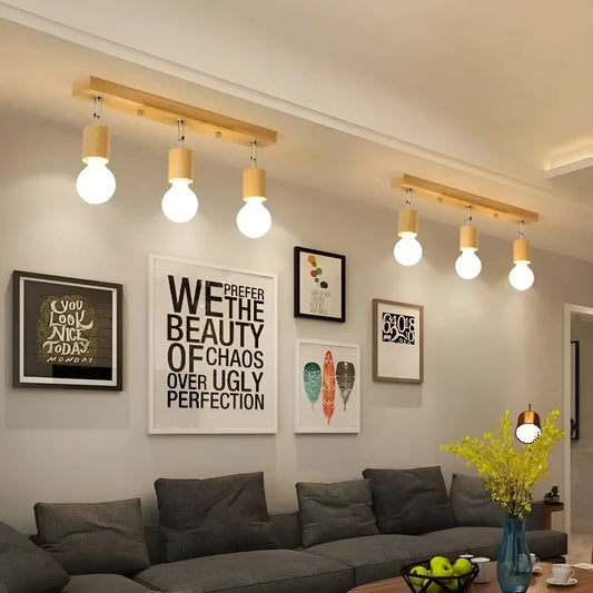 Plafonnier LED nordique avec support en bois - Luminenza - Bois