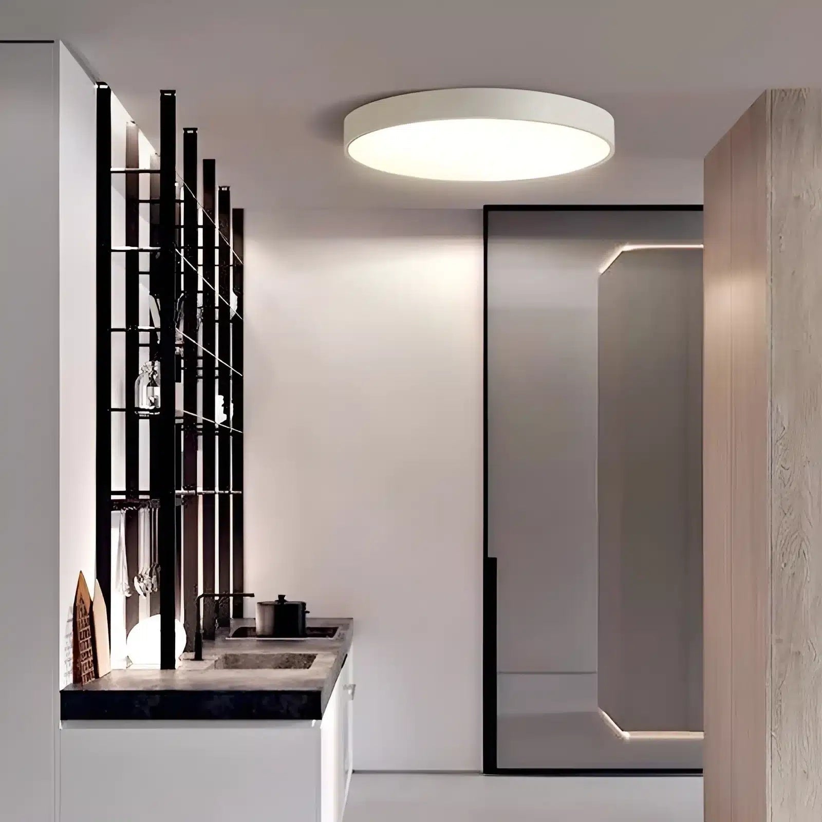 Plafonnier LED nordique circulaire pour salon - Luminenza - Blanc