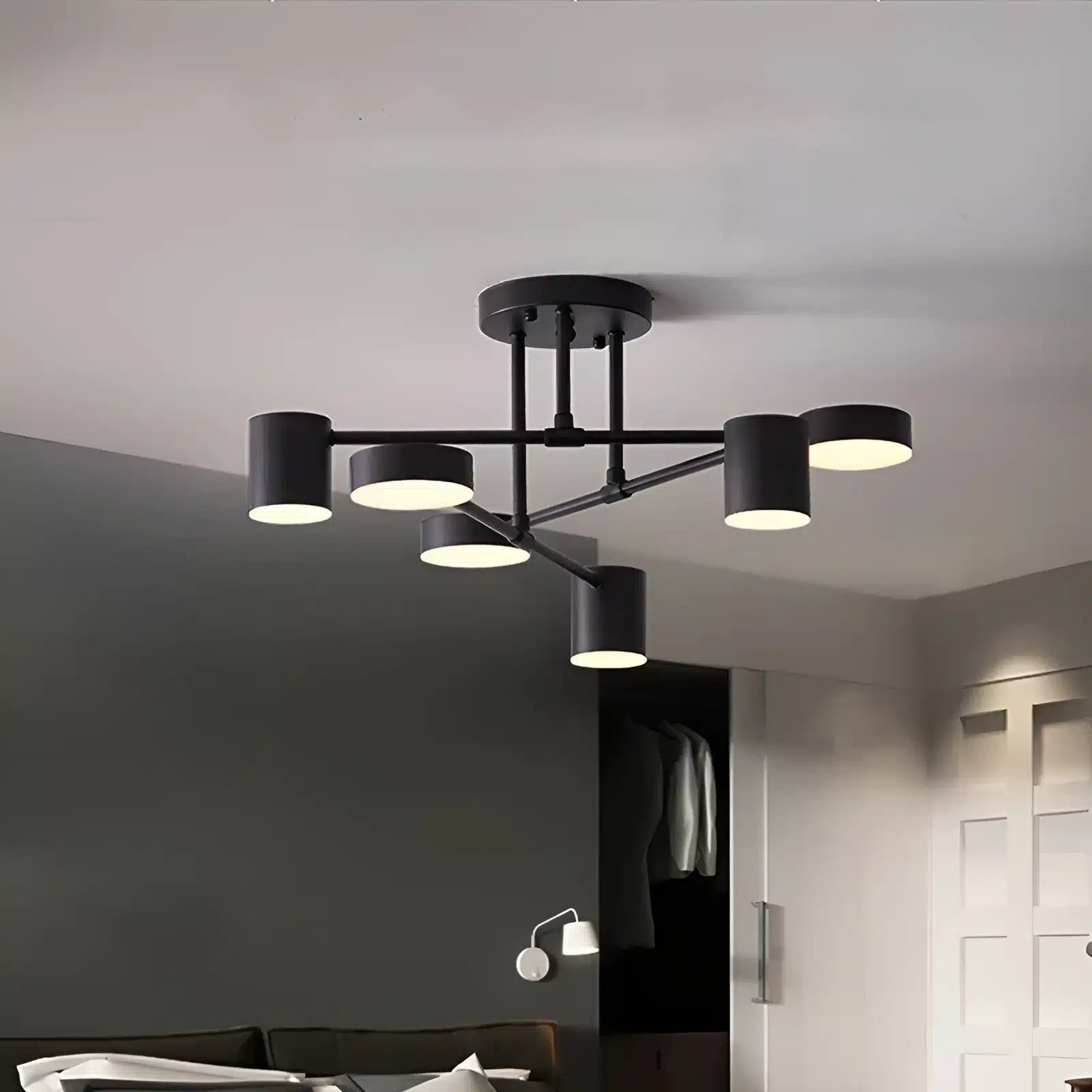 Plafonnier LED Suspension pour Salon 4 ou 6 Ampoules - Luminenza - Blanc