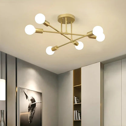 Plafonnier LED Suspension pour Salon 4 ou 6 Ampoules - Luminenza - Blanc