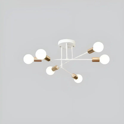 Plafonnier LED Suspension pour Salon 4 ou 6 Ampoules - Luminenza - Blanc