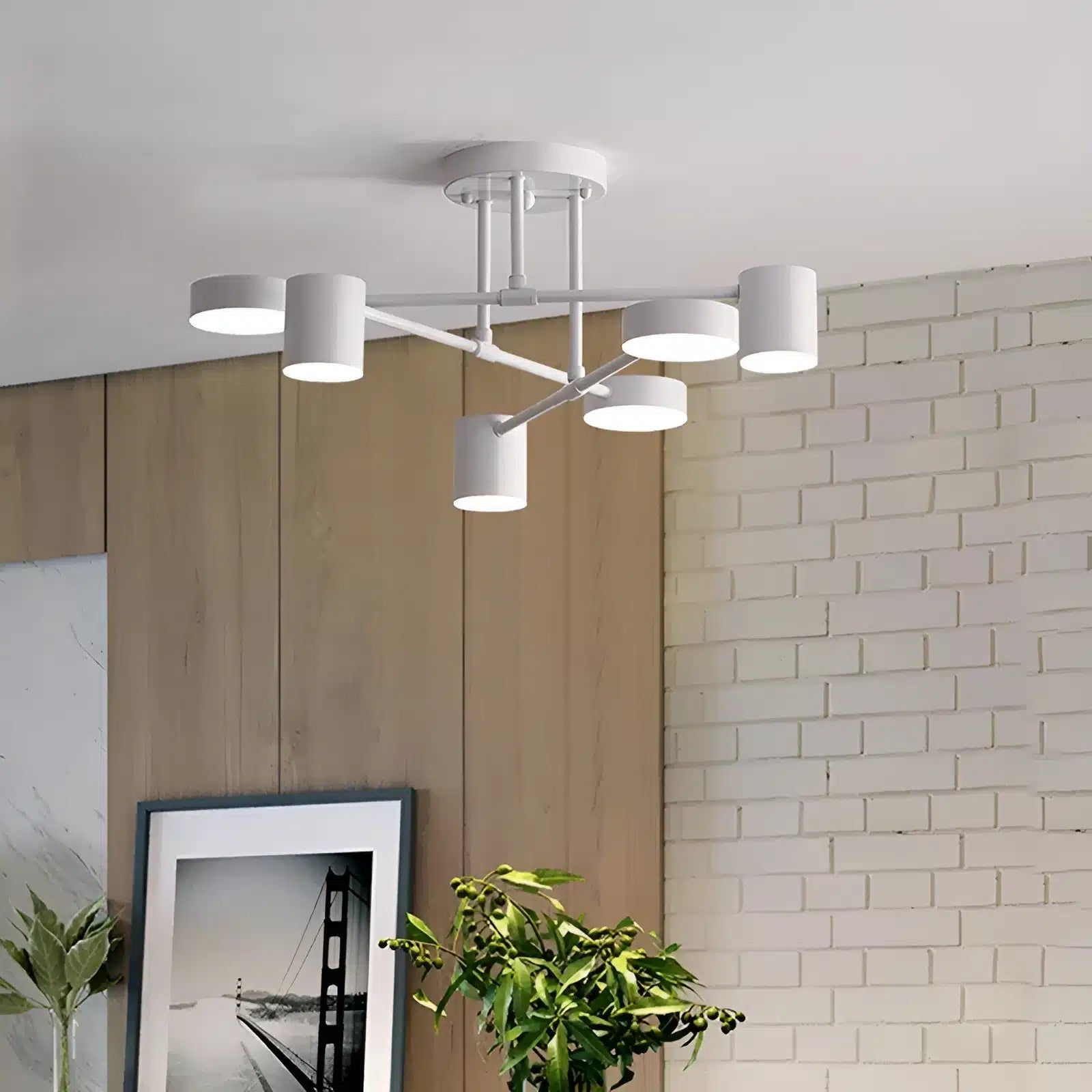 Plafonnier LED Suspension pour Salon 4 ou 6 Ampoules - Luminenza - Blanc