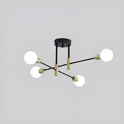Plafonnier LED Suspension pour Salon 4 ou 6 Ampoules - Luminenza - Noir