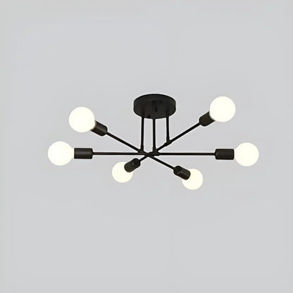 Plafonnier LED Suspension pour Salon 4 ou 6 Ampoules - Luminenza - Noir