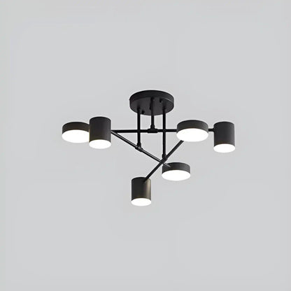 Plafonnier LED Suspension pour Salon 4 ou 6 Ampoules - Luminenza - Noir