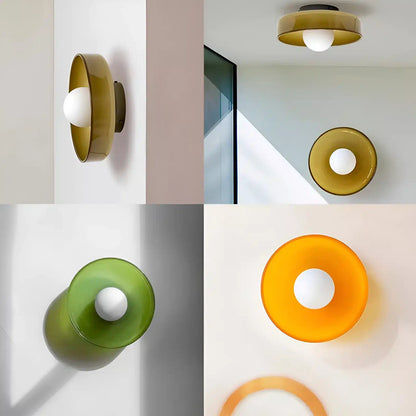 Plafonnier vintage en verre pour salon - Luminenza - Jaune