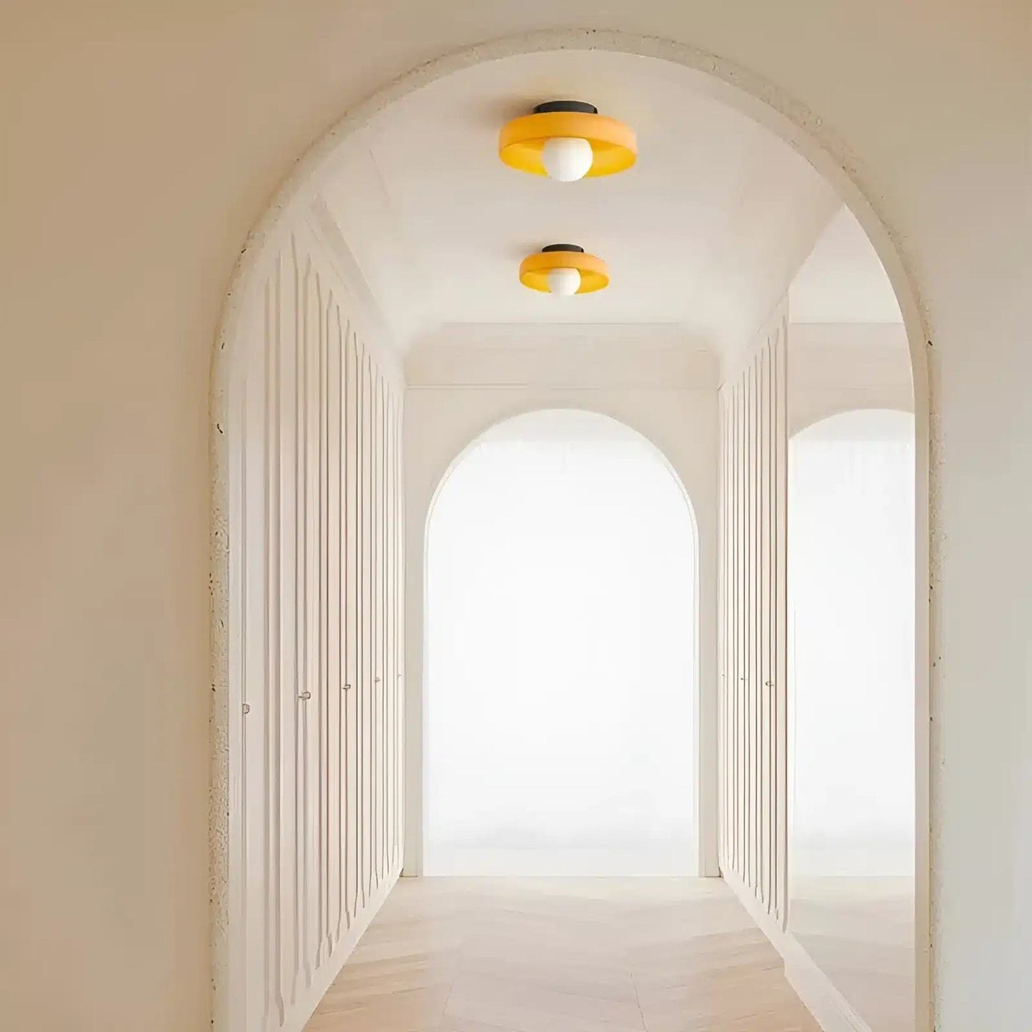 Plafonnier vintage en verre pour salon - Luminenza - Jaune