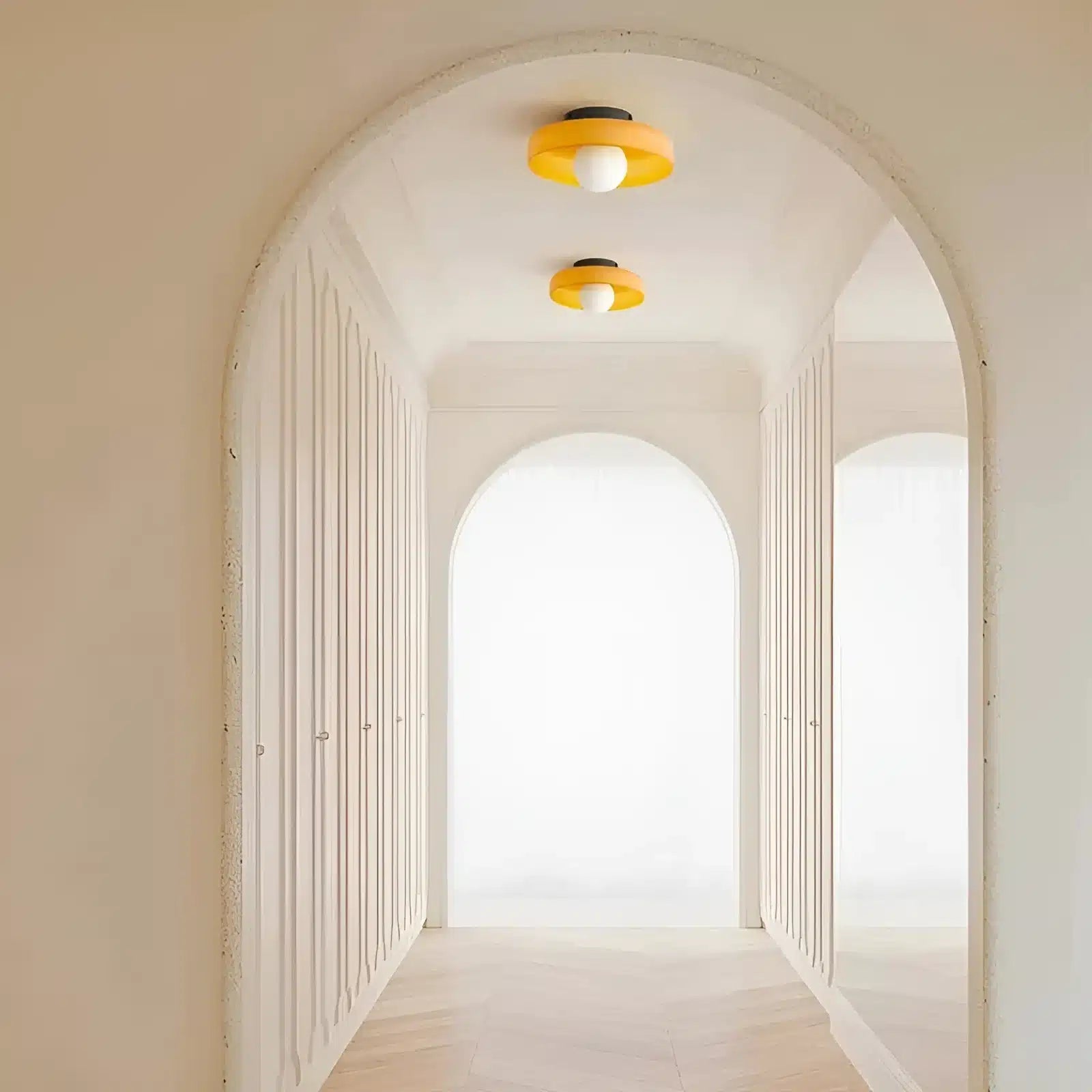 Plafonnier vintage en verre pour salon - Luminenza - Jaune